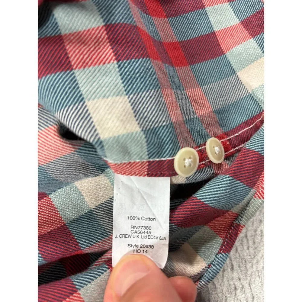 J Crew Heavyweight Plaid Flannel Long Sleeve Button Down Shirt (Men's XL) Red‎